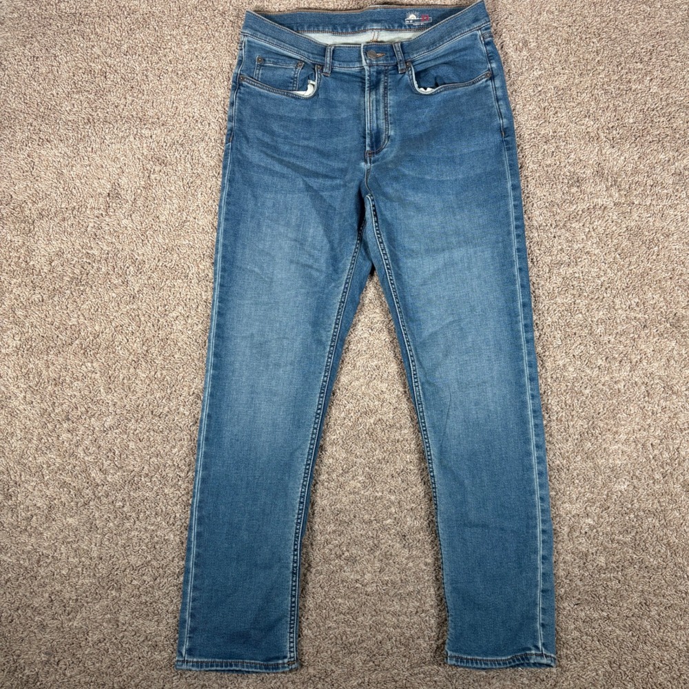 Faherty Brand Mens Straight Leg Jeans Blue Indigo Wash 33x30 Stretch Denim